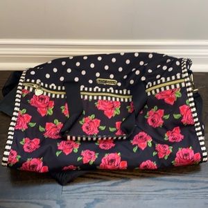 Betsey Johnson rose and polkadot duffel bag